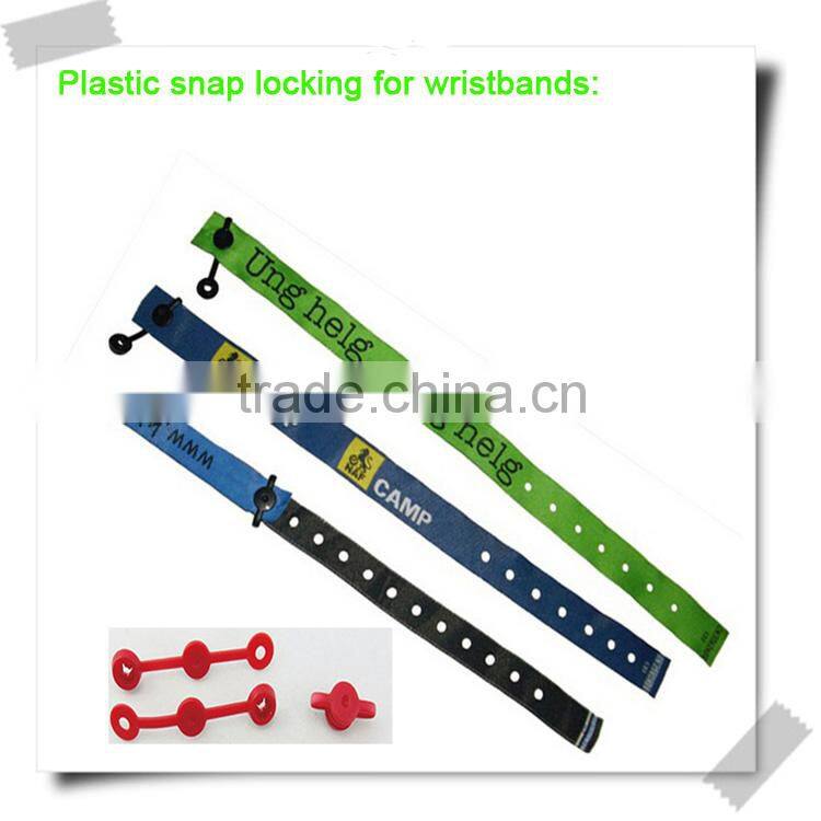 High quality plastic button woven wristband/custom woven wristband/woven wristband