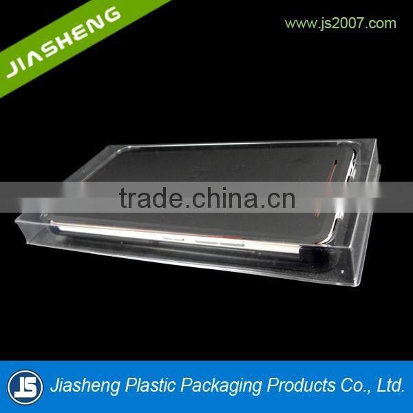 Cheap clear disposable square phone packaging boxes with customized material,PET,PP,PS