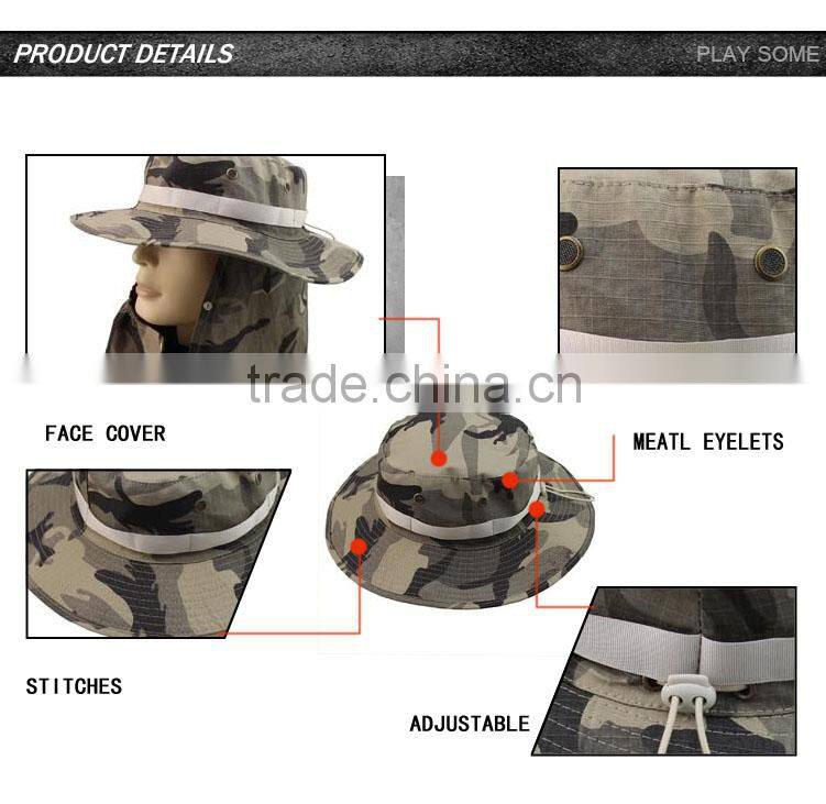 Customized face mask fishing wholesale blue camo bucket hat