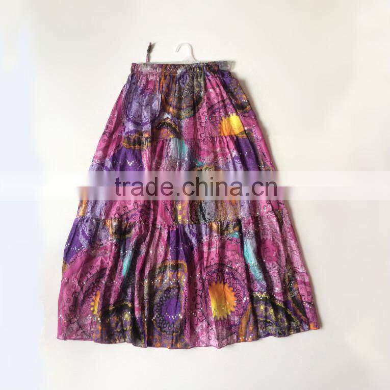 Multicolor Plus Size Polyester Pongee Skirt