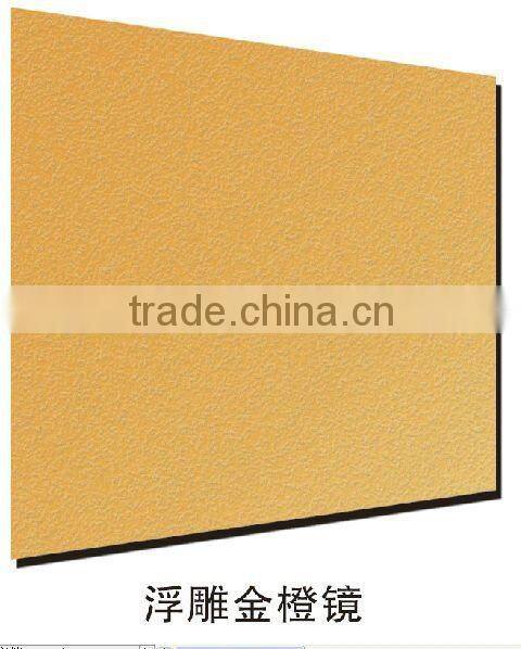 emboss crystal yellow mirror/ colored mirror glass/decorative glass