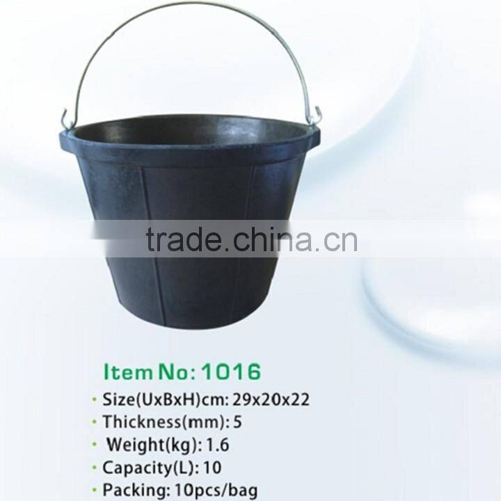 recycled rubber bucket,flexible rubber pail with steel handle