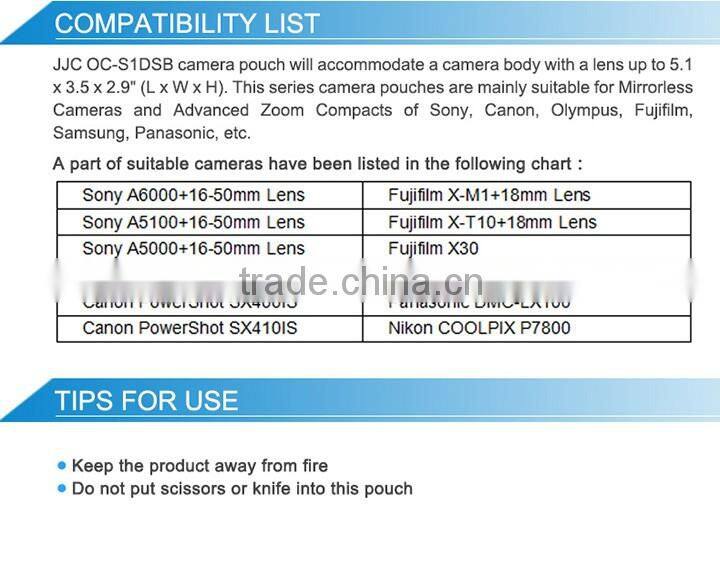 JJC Hot Selling Waterproof Mirrorless Camera Pouch Camera case Camera Bag