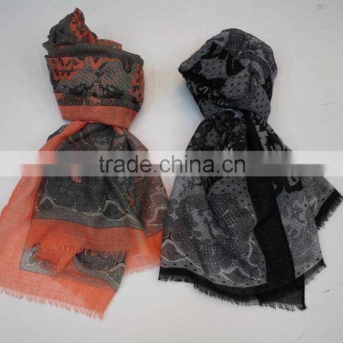korean fashion flower printing scarf OEM scarves