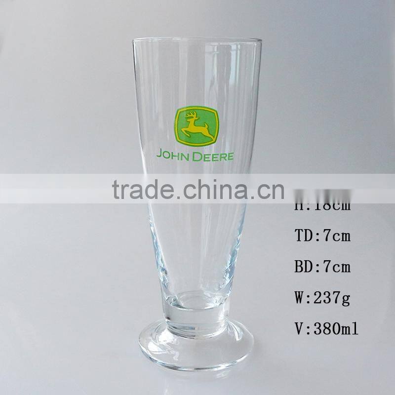 Open Mouth popular Chinese manufacture customized logo Pilsner beer glass