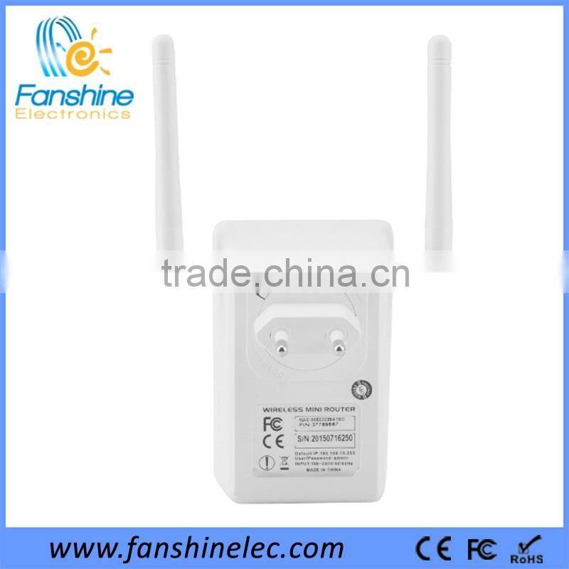 Fanshine Outdoor Mini Wireless Range Extender Wifi Repeater with Double Antenan