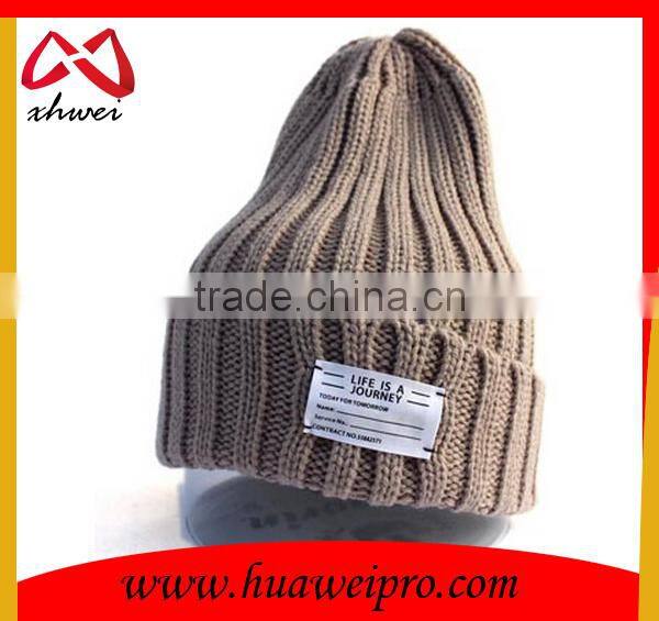 Unisex beanie fashion american plain cool knit beanie hat cap with label
