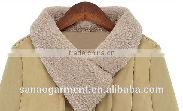 European style 2015 newest winter women's Lapel lambs wool cotton jacket