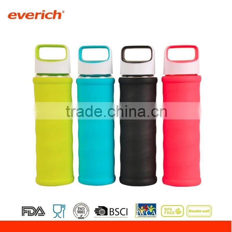 18oz wholesale bpa free Eco-friendly Glass Bottle with sleeve