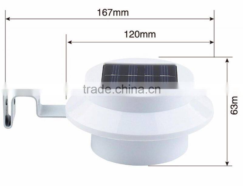 Water Resistant with Switch Solar Powered 3-led Gutter Light Fence Lamp Outdoor Solar Gutter LED Lights