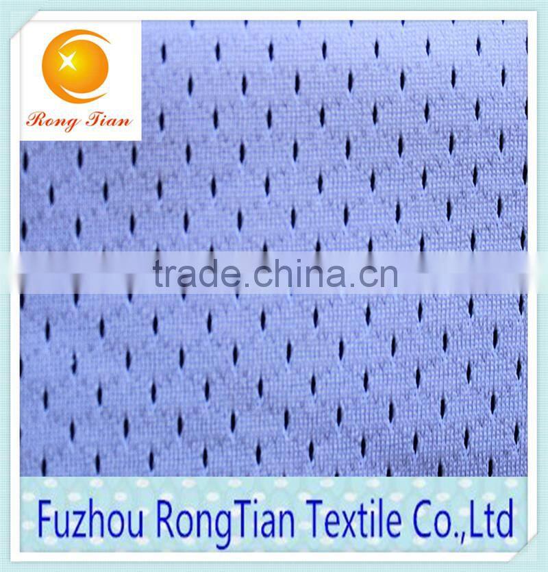 Breathable white polyester hole mesh football shirt fabric