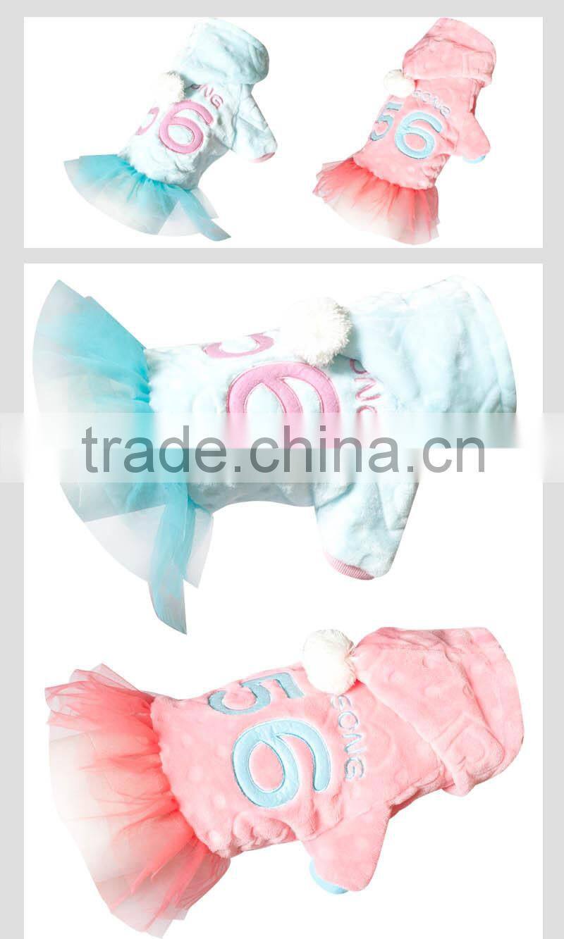 Sweet Spring Soft Plush Dog Coats Hooded Clothes ,red&blue