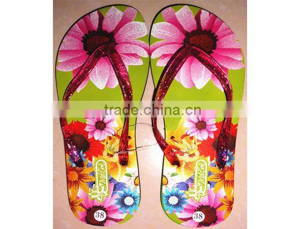 Fashional thermal transfer printing eva flip flop slippers