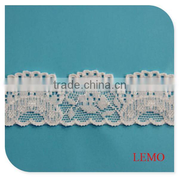 white elastic lace trim,tricot lace fabric, chemical lace