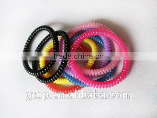 Plastic mixed color elastic quality candy cheap women telephone wire hair circle