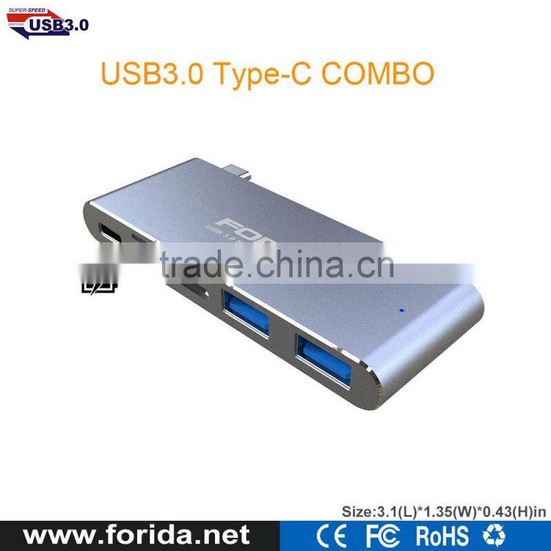 New design high quality Type C usb hub combo with card reader