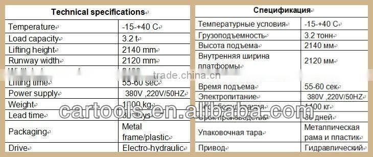 simpe type 2 post double cars parking lift for home garage
