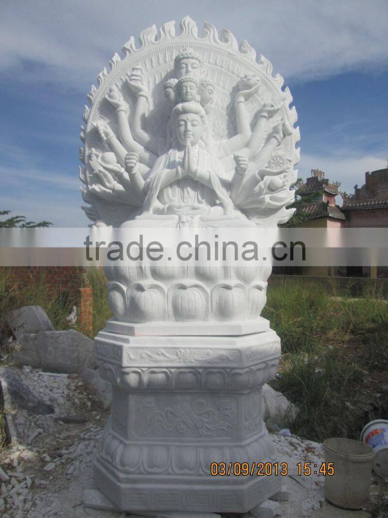 Thousand Hands Buddha Statue White Marble Hand Carving Sculpture No 02