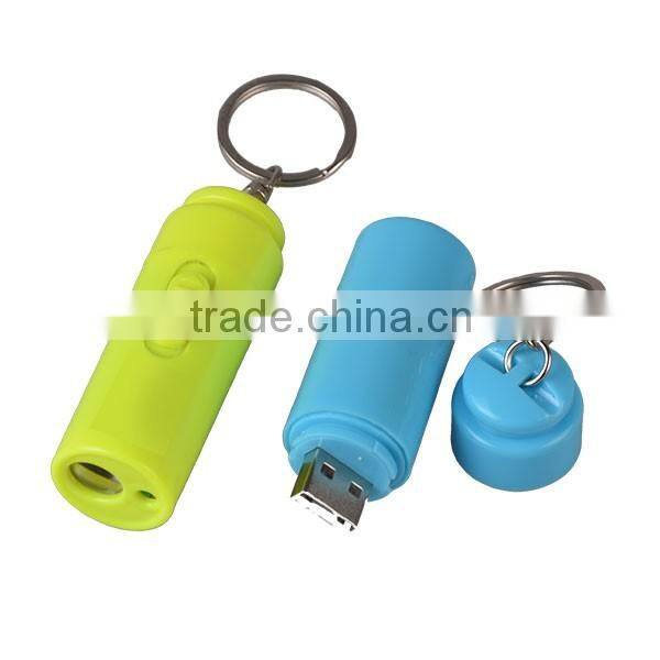 Multicolor Rechargeable USB MINI Plastic LED Torch Light With LOGO Print