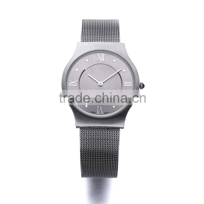 Japan movement Stainless Steel SLIM Watches Unisex in IP Gun