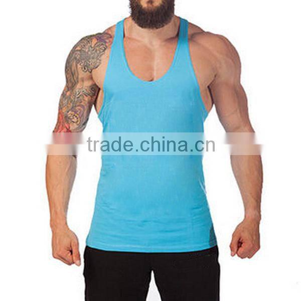 Blank gym mens stringer singlet tank top