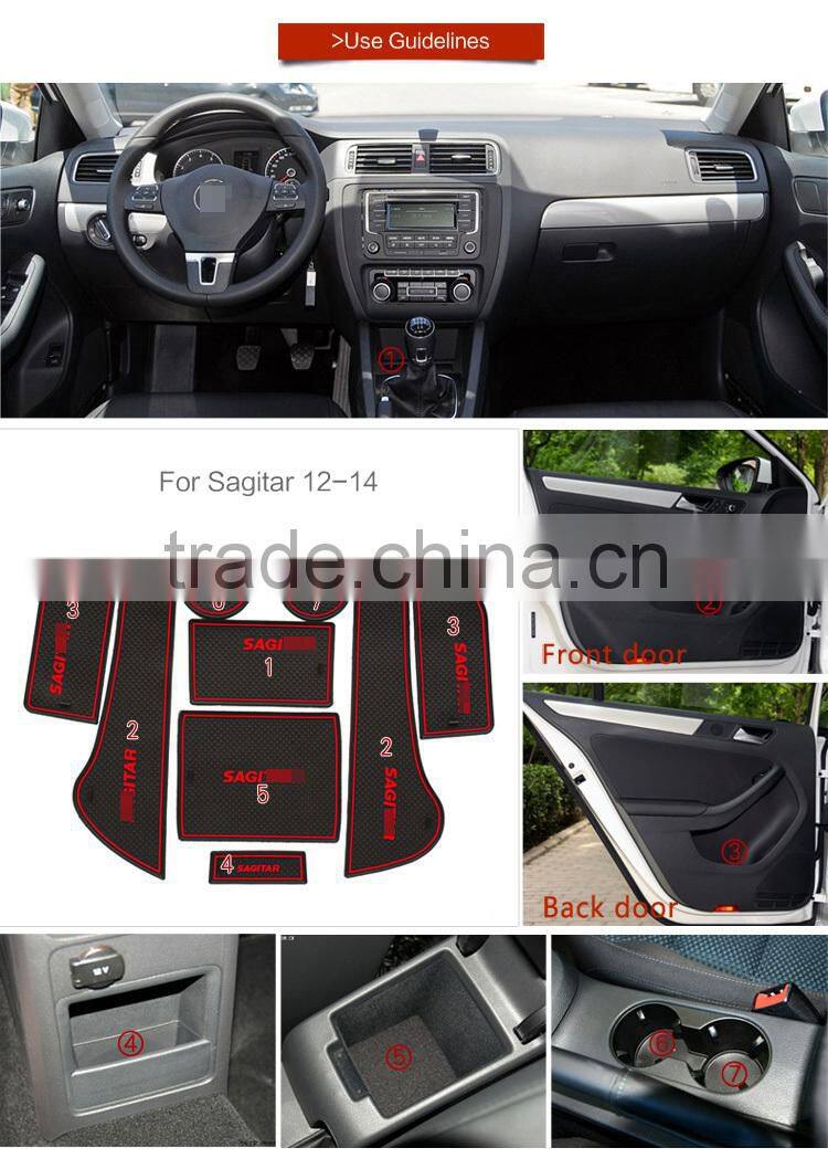 Brand new top quality car interior door slot pad for Volkswagen Sagitar 2012-2014 9pcs/set