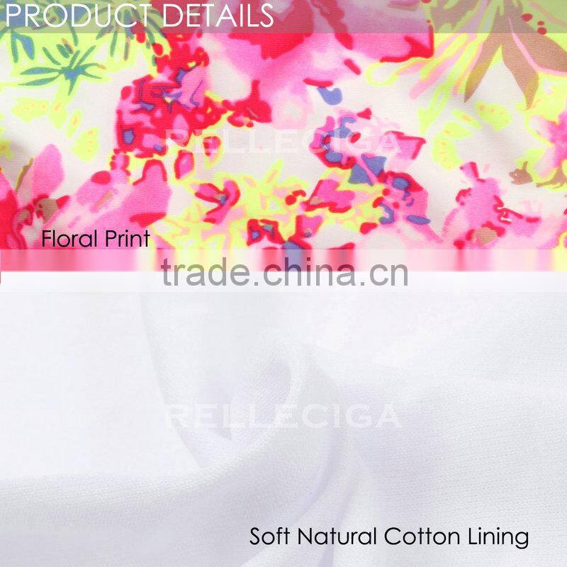 RELLECIGA 2016 OZ Collection - High Contrast Floral Blooming Pattern One-piece Swimsuit with a Trio of Straps at Center Front Op