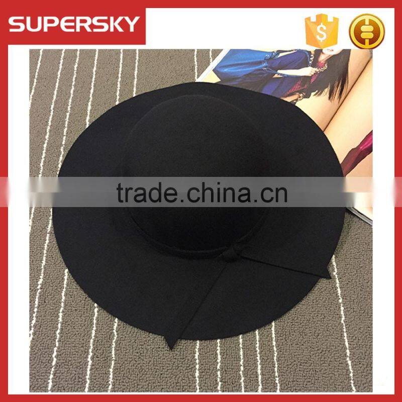 V-339 Fahion women vintage wide brim wool felt bowler fedora hat floppy cloche