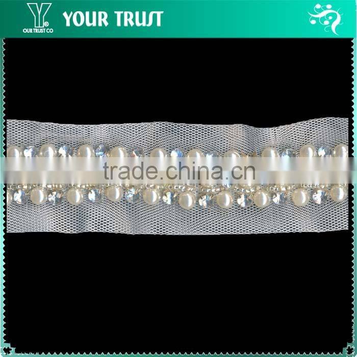 Two Row White Polyester Lace Rhodium Flat 10MM Metal Grommet Eyelet Trimming