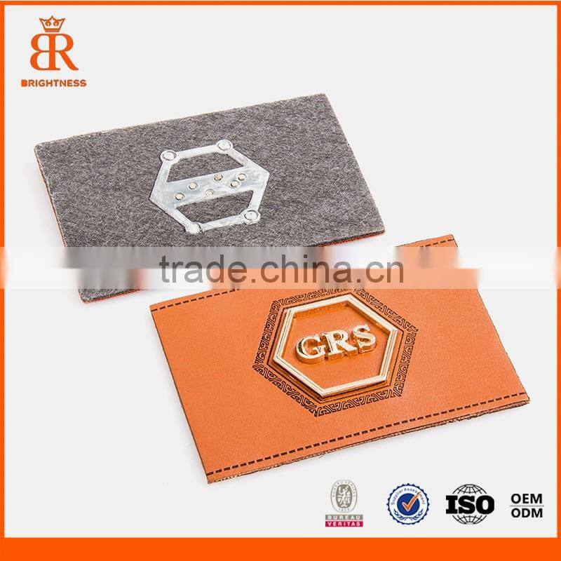 Custom metal clothing labels jeans leather patch labels