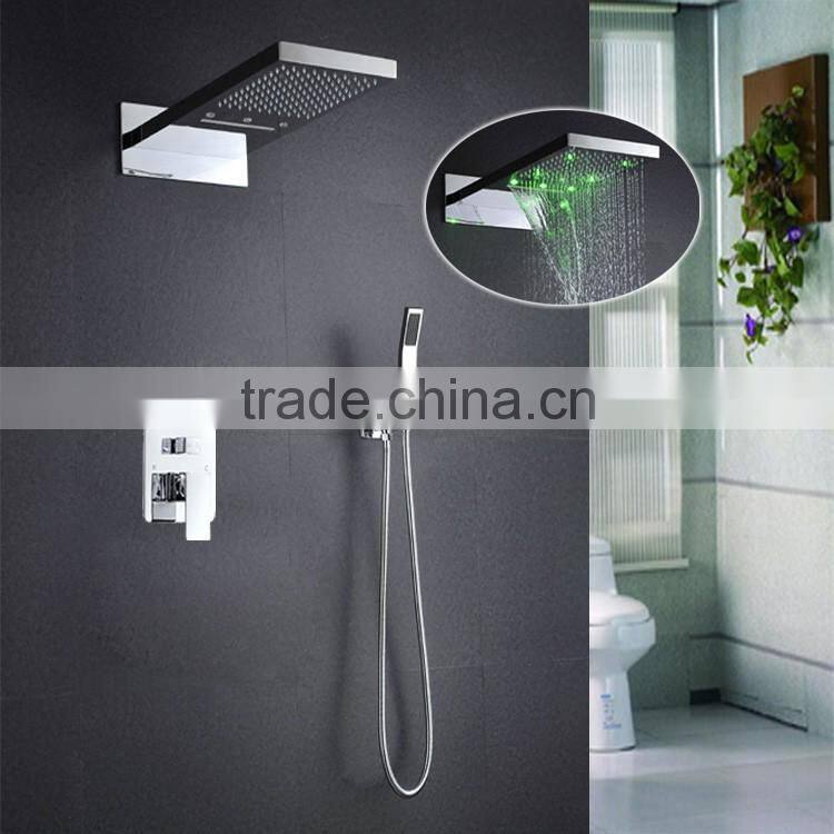 factory wholesale bath shower accessory 2 function raindrop shower stainless steel hydro power square led shower lighting fixtur