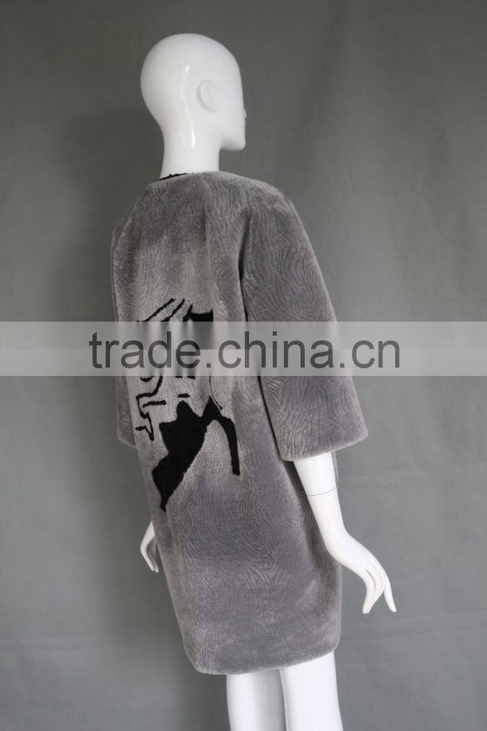European and American wind lambs wool sheep sheared fur one dress coat female long fur coat in winter
