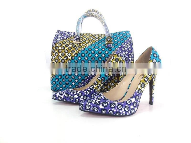 2016 Wholesale Ankara Wax High heel Shoes/african Wax Shoes And Bags
