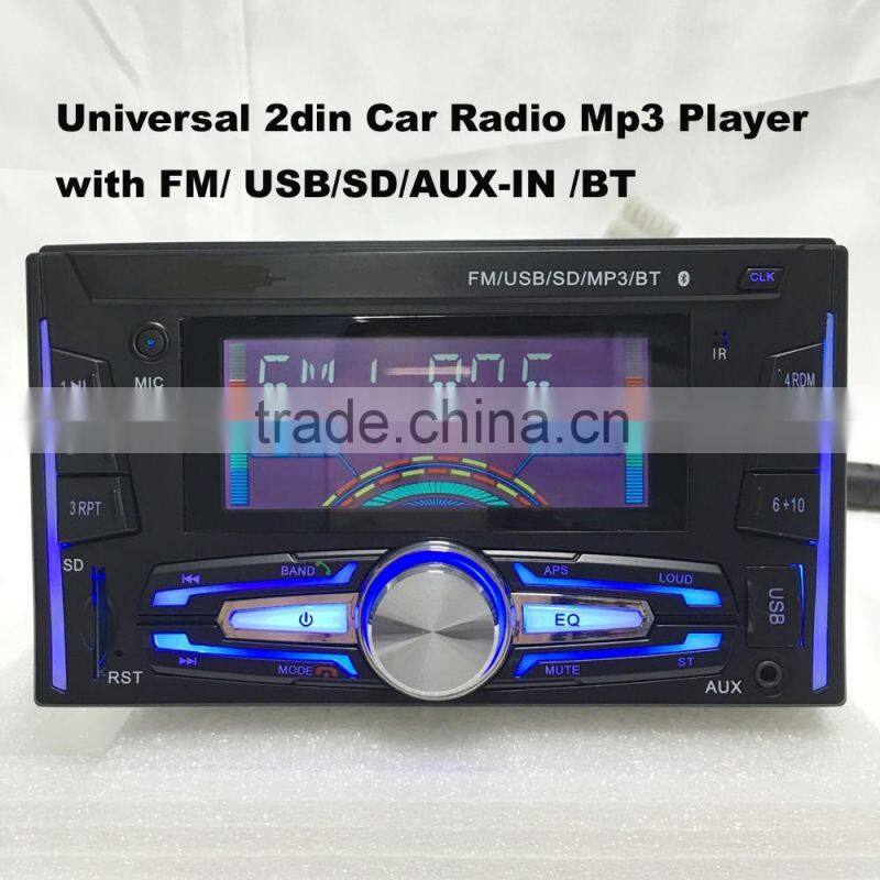 universal double 2 din car audio car mp3 player with UBS SD Aux-in ,bluetooth fm am modulator