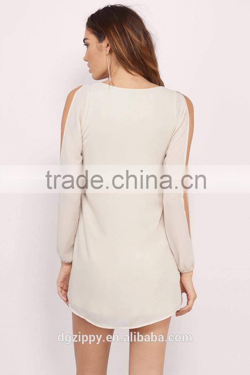 New design long sleeve chiffon summer breeze shift dress for women