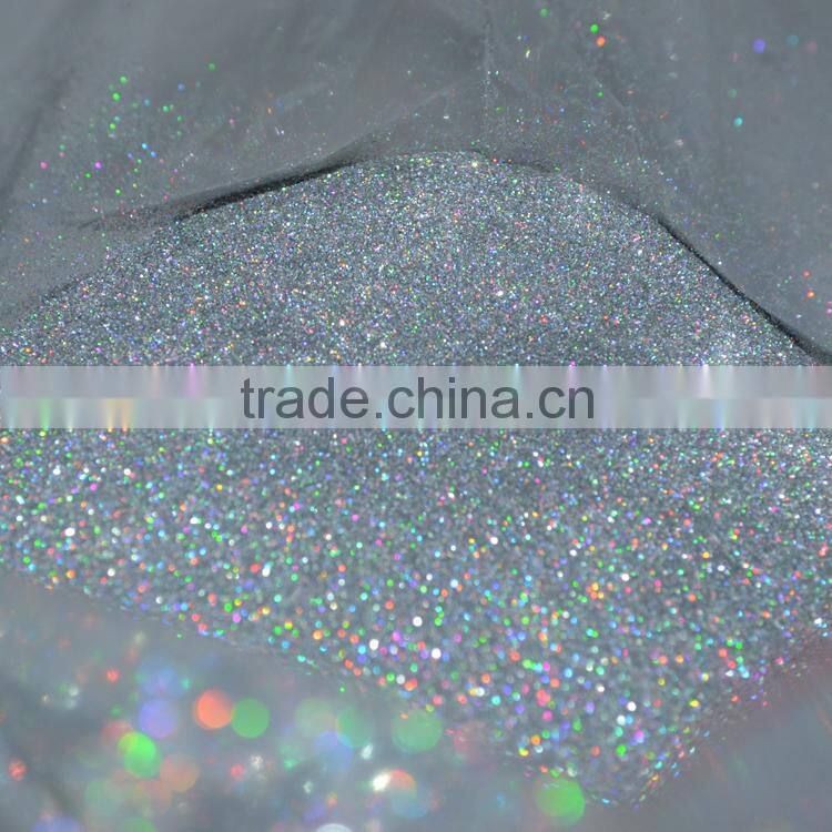 1mm Hologram laser silver color Glitter Powder for christmas decoration