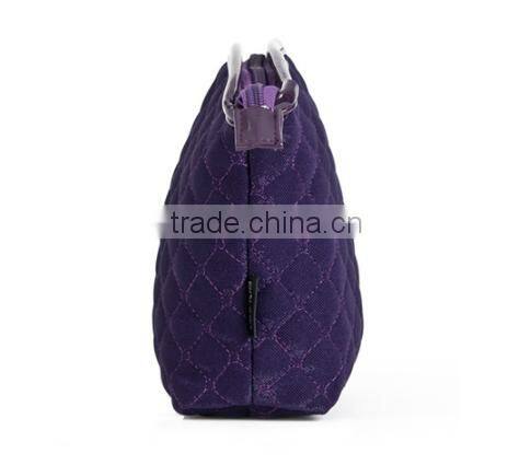 Leather simple clutch diamond-type lattice cosmetic bag Kindworkmanship