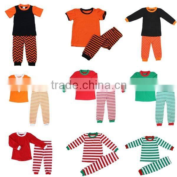 Factory cheap price kids knit pajamas children blank christmas girls boutique sets kids red stripe christmas pajama wholesale