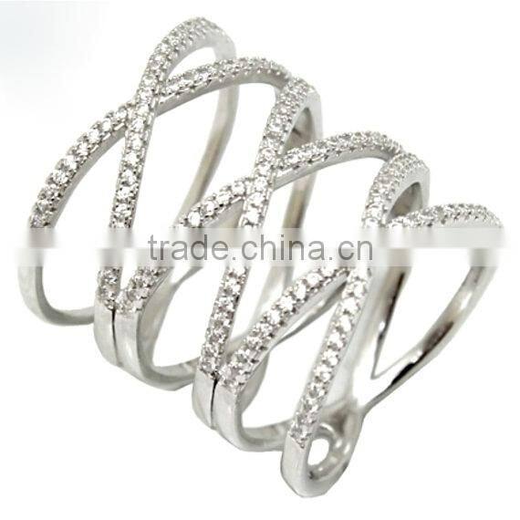 Fashion Clear White CZ 925 Sterling Silver Swirl Ring