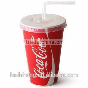 Printed paper cup disposable cold drink cup pepsi cup with lids 12/ 16oz
