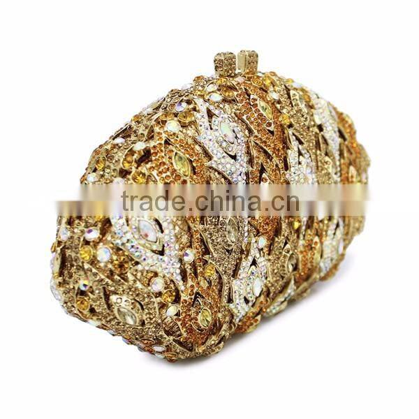 elegant wedding clutch bag ladies fancy hand purse crystal evening bag (88138A-G)