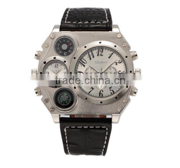 wholesale fashion leather big face quartz mens wrist watches