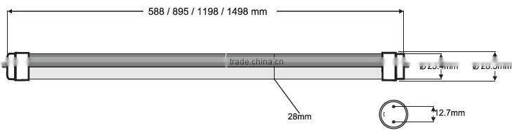 5 years warranty LED tube t8 150cm/1.5m t8 LED tube, >100lm/W with TUV,SAA,CB,C-Tick,