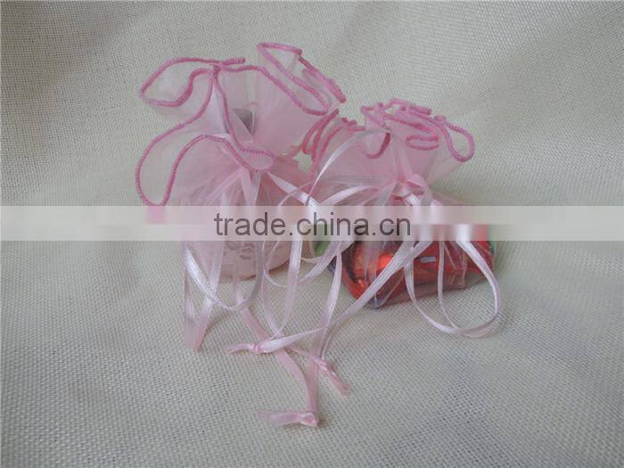 wholesale cheap personalized round organza bag for birthday gift packing