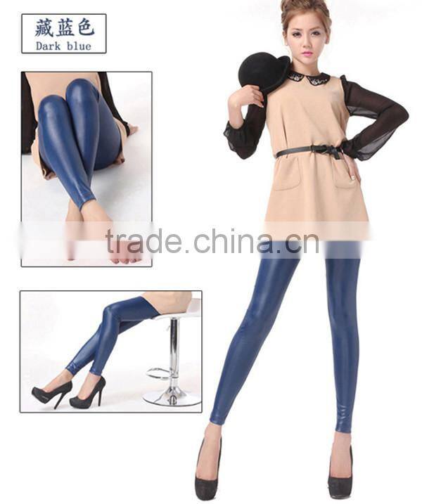 Shiny Metallic High Waist Black Stretchy PU Leather Leggings S/M/L/XL Plus Size