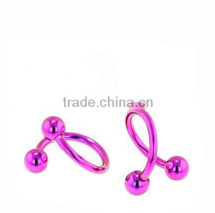 High polished body piercing jewelry spiral eyebrow ring twister