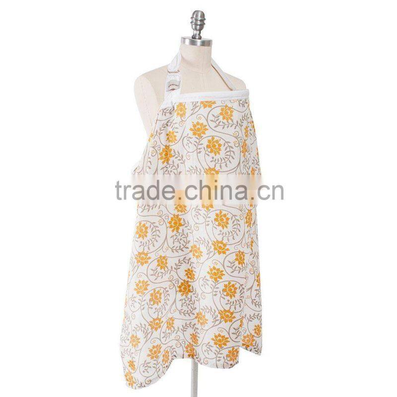 woven mulit color printing with inside pocket buckle adjustable neck strap Breastfeeding apron