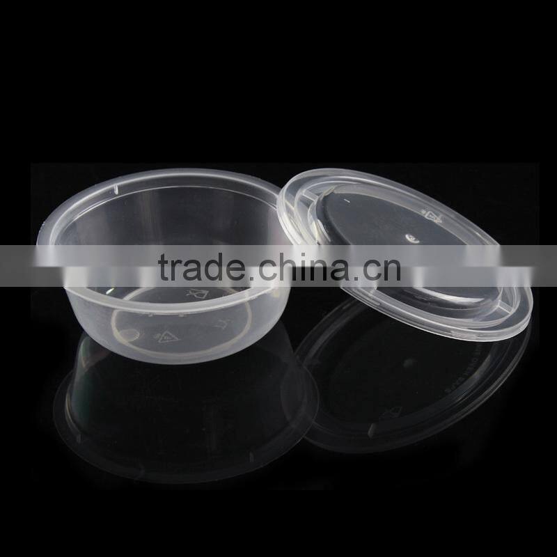 Disposable plastic food container round bowl 200ml soup container with lid