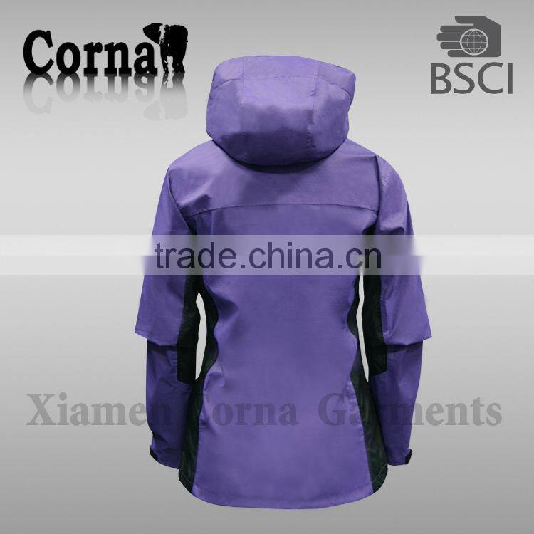 newest develop lady 100% polyester 2.5 layer 3*3 ripstop waterproof jacket