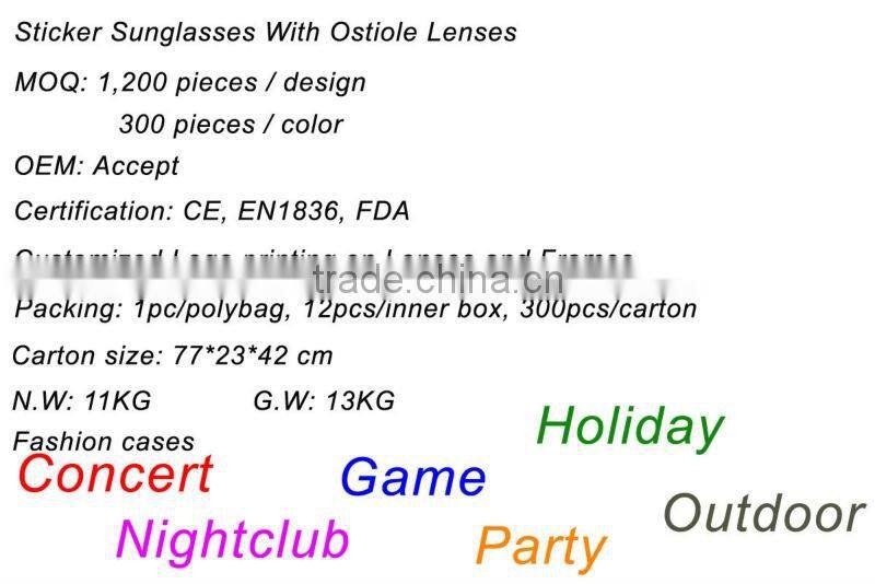 2014 New Collection Pinhole Sticker Fans Glasses With Flag printing lens Sticker Promotion 2014 Night Club Glasses (BSP2836)